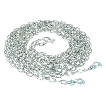Vestil Steel Chain with Grab Hook, 40' Length, 1/4" Chain, 6000 lb Pulling Capacity, Silver PPC-40